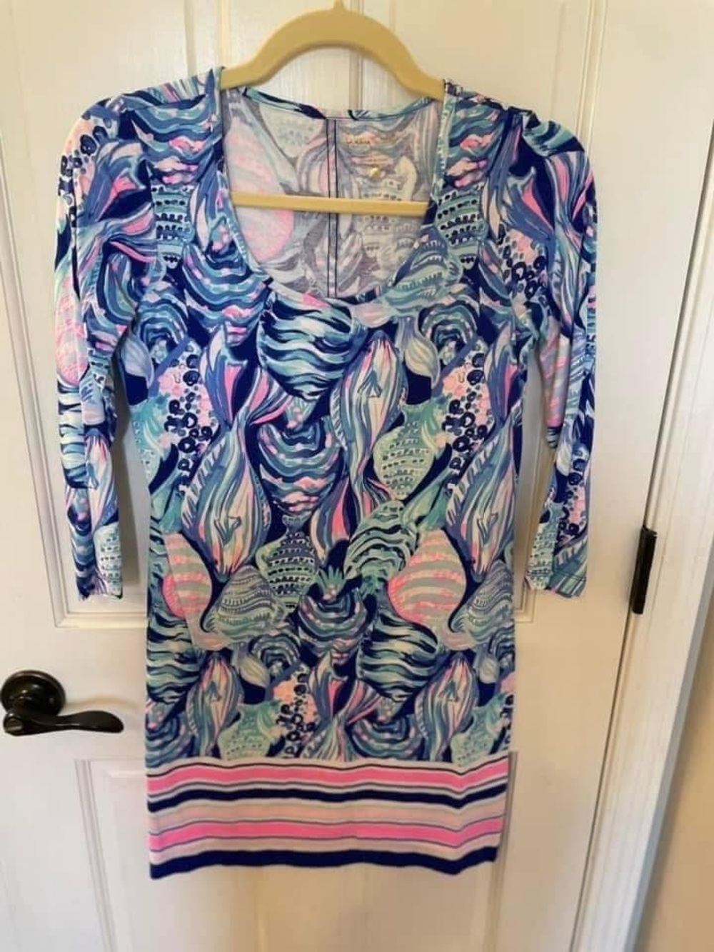 Lilly Pulitzer Blue, Pink & Aqua Abstract Print Dress
